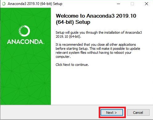 نصب آناکوندا  روی ویندوز 10 مرحله دو